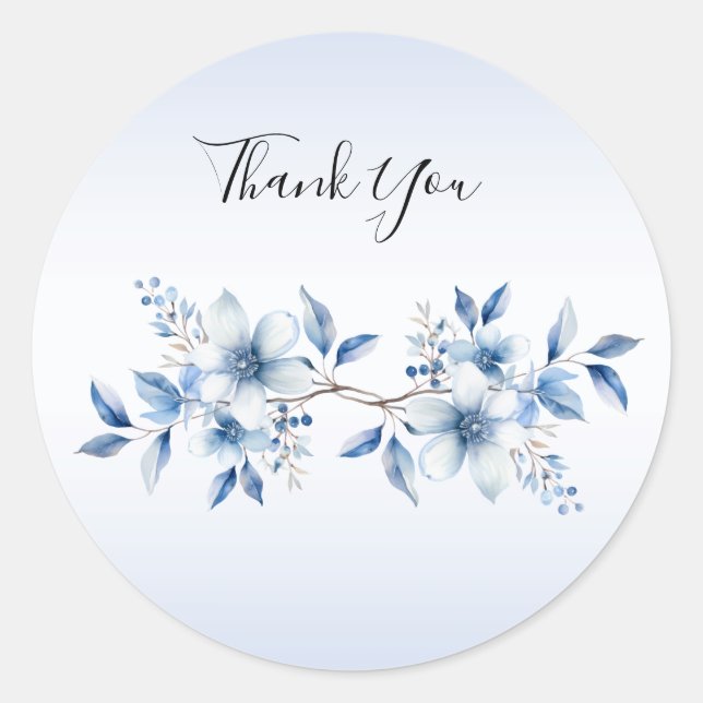 Autocollant de fleurs bleues botaniques (Devant)