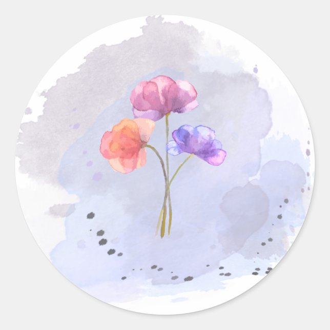 Autocollant de fleurs d'aquarelle (Devant)