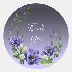 Autocollant de fleurs pourpres aquarelle