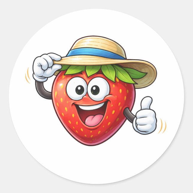 Autocollant de fraise de dessin animé mignon avec  (Devant)