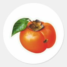 Autocollant de fruit de kaki orange vibrant avec d