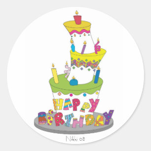 Autocollant de gâteau d'anniversaire