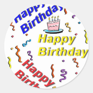 Autocollant de gâteau de joyeux anniversaire