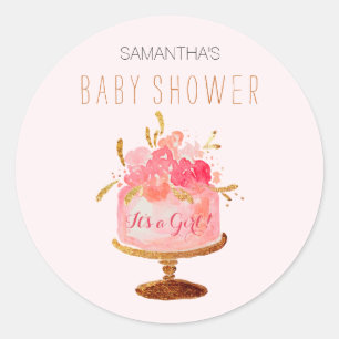 Autocollant de gâteau floral rose pour Baby Shower