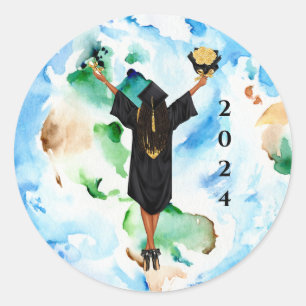 Autocollant de graduation pour filles afro-américa