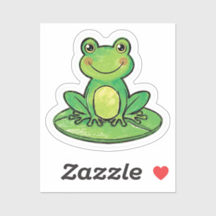 Autocollant de grenouille heureuse mignonne sur né