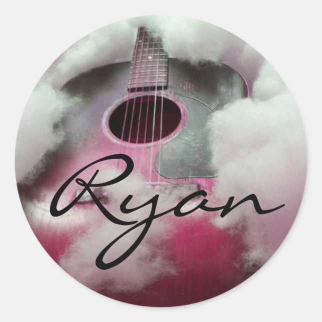 Autocollant de guitare pour le nom RYAN (Devant)