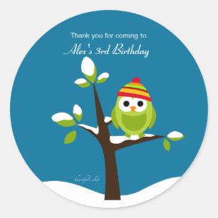 Autocollant de hibou d'hiver