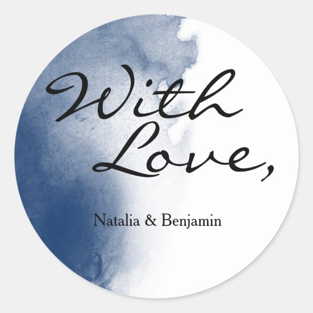 Autocollant de la carte d'aquarelle bleu marine (Devant)