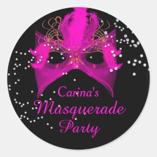 Autocollant de la mascarade à étincelles roses
