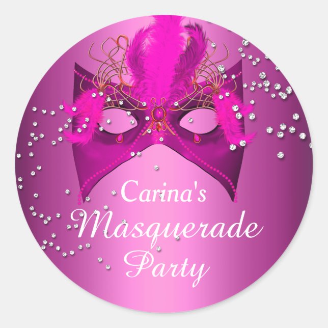 Autocollant de la mascarade à étincelles roses (Devant)