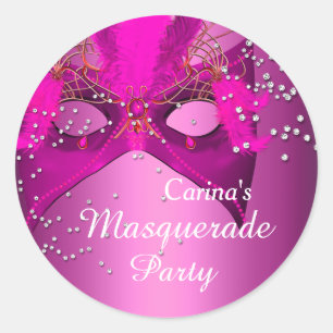 Autocollant de la mascarade à étincelles roses