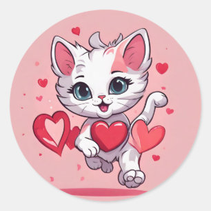 Autocollant de la Saint-Valentin pour chat mignon 