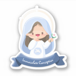 Autocollant de la Vierge Marie souriante Kawaii
