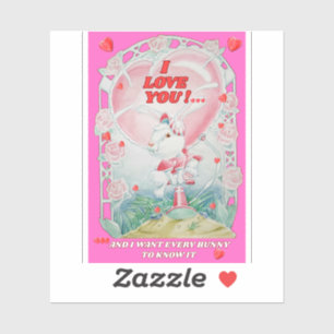 Autocollant de lapin d'amour de la Saint-Valentin