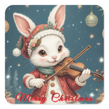 Autocollant de lapin de Noël