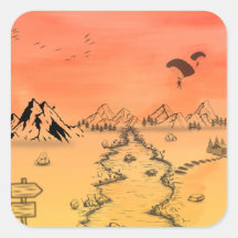 Autocollant de l'aventure au coucher du soleil