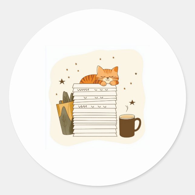 Autocollant de lecture pour chat confortable (Devant)
