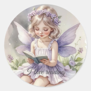 Autocollant de lecture violet aquarelle Fairy I Lo