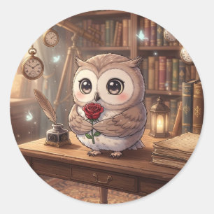 Autocollant de lettre d'amour de chouette mignonne