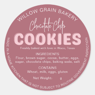 Autocollant de liste d'ingrédients de cookie Cotta