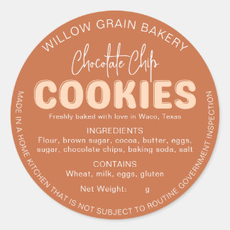 Autocollant de liste d'ingrédients pour cookies Co