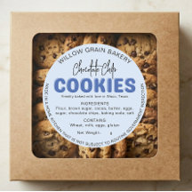 Autocollant de liste d'ingrédients pour cookies de