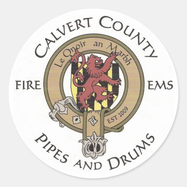Autocollant de logo Calvert County Pipes and Drums (Devant)