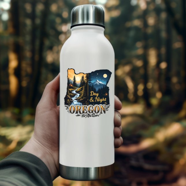 Autocollant de l'Oregon State | Art de paysage de  (Oregon State Sticker | Day & Night Landscape Art by PiggyPrint Stickers.)