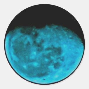 Autocollant de lune bleue, rond