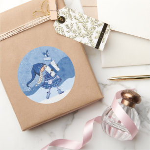 Autocollant de lutin de Noël avec cadeaux