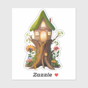 Autocollant de maison de gnome de forêt naturelle