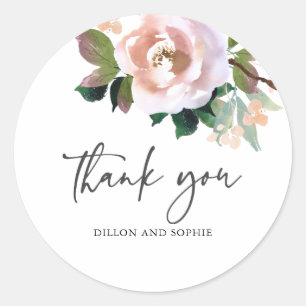 Autocollant de mariage à l'aquarelle Rose Poussiér