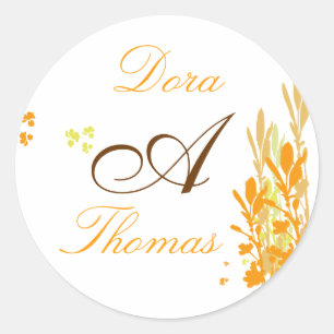 Autocollant de mariage à monogramme