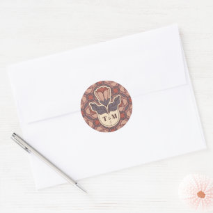 Autocollant de mariage à monogramme Art Nouveau ve