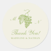 Autocollant de mariage à monogramme de raisin vert