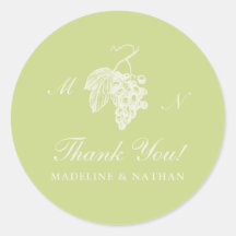 Autocollant de mariage à monogramme de raisin vert