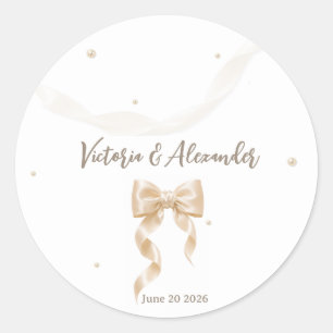 Autocollant de mariage à ruban de satin élégant