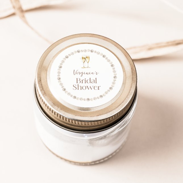 Autocollant de mariage avec perles et Prosecco (Pearls and Prosecco Bridal Shower Sticker
)