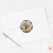 Autocollant de mariage blanc et or minimaliste mod