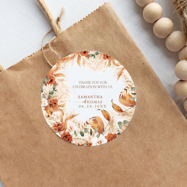 Autocollant de mariage bohème à l'aquarelle élégan (Créateur téléchargé)