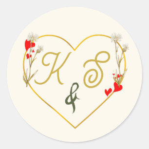 Autocollant de mariage botanique minimaliste en or