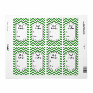 Autocollant de mariage Chevron Vert foncé et Blanc