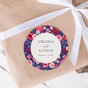Autocollant de mariage floral coloré