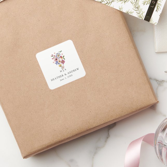 Autocollant de mariage floral coloré (Colorful Floral Wedding Sticker by Painted Paperie
)