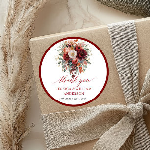 Autocollant de mariage floral d'automne Marsala de