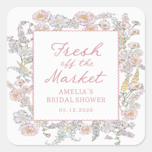 Autocollant de mariage floral frais du marché