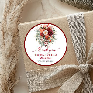 Autocollant de mariage floral Marsala automnal rom
