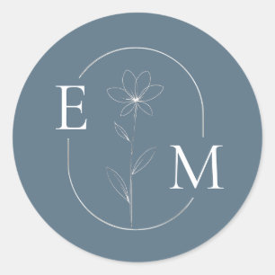Autocollant de mariage minimaliste à motif floral