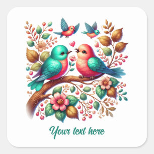 Autocollant de mariage personnalisable oiseaux d'a